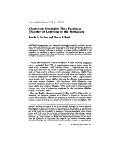 Classroom Strategies That Facilitate Transfer of Learning to the
