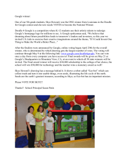 Google winner: One of our 5th grade students, Skye Howard, was