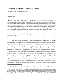 Further Reflections on Prospect Theory - Virginia