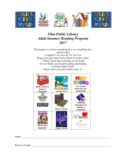 Adult Summer Reading Program: Library Tic-Tac-Toe!