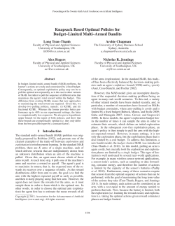Knapsack Based Optimal Policies for Budget-Limited Multi
