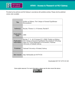 Title Kaldor on Debreu: The Critique of General Equilibrium