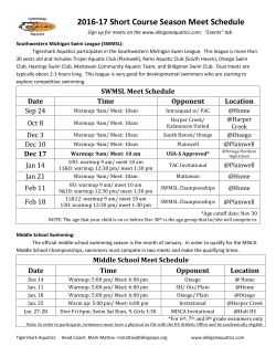 2016-17 Short Course Season Meet Schedule