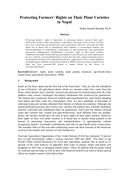 Protecting Farmers` Rights on Their Plant Varieties in Nepal