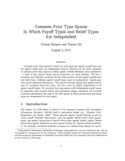 Common Prior Type Spaces In Which Payoff Types and Belief Types