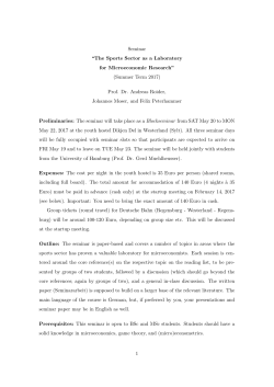 Seminar &ldquo;The Sports Sector as a Laboratory for Microeconomic