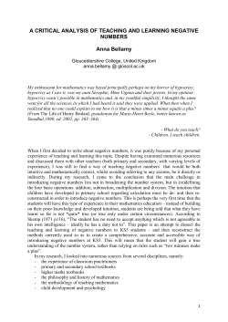 A critical analysis of teaching and learning negative numbers Anna