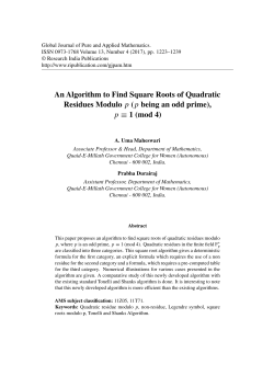 An Algorithm to Find Square Roots of Quadratic Residues Modulo p