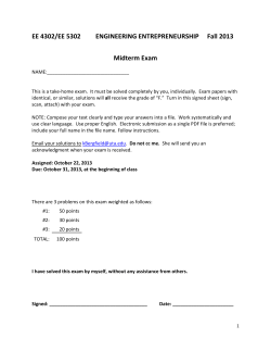 EE 4302/EE 5302 ENGINEERING ENTREPRENEURSHIP