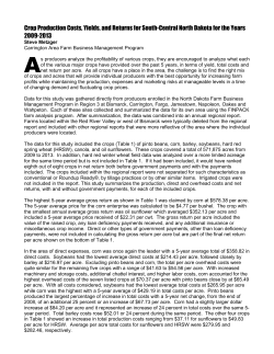 Crop Production Costs, Yields, and Returns for South