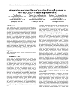 Adaptive communities of practice through games in nucleo - e-UCM