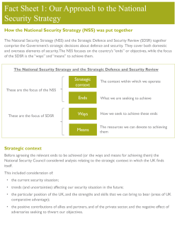 Our Approach to the National Security Strategy