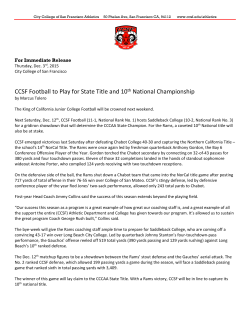 CCSF Football to Play for State Title and 10th National Championship