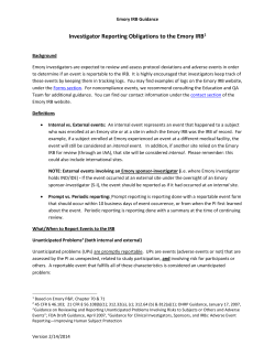 Reporting Obligations for Investigators