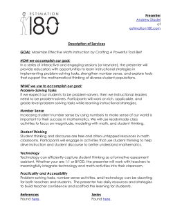 Description of Services GOAL: Maximize Effective Math Instruction