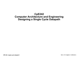 CpE242 Computer Architecture and Engineering Lecture 9