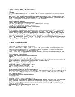 Coaches Handbook ARTICLE I(PIAA Regulations) AGE Preamble