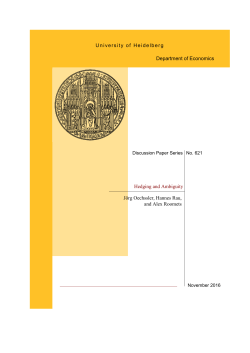 University of Heidelberg Department of Economics Hedging and