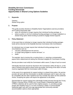 Opportunities in shared living options guidelines