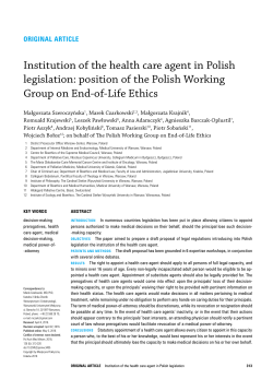 Institution of the health care agent in Polish legislation: position of