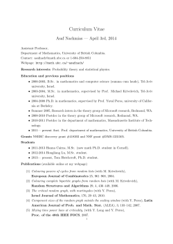 Curriculum Vitae - School of Mathematical Sciences