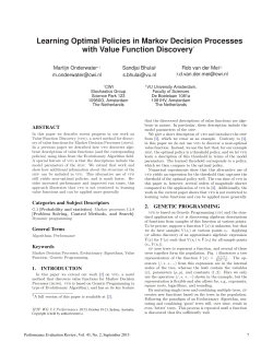 Learning Optimal Policies in Markov Decision Processes with Value