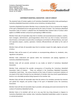 CANTERBURY BASKETBALL ASSOCIATION - CODE OF