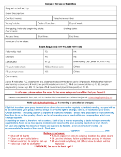 Facility Scheduling Procedure - Spirit of Joy Lutheran Church