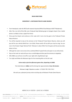 ROAD DIRECTIONS HOEDSPRUIT to MOTSWARI PRIVATE GAME