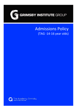 The Academy Grimsby TAG Admission Policy 2016-2017