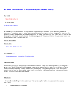 CS 5303 &ndash; Introduction to Programming and Problem Solving