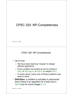 CPSC 320: NP-Completeness