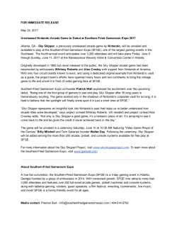 FOR IMMEDIATE RELEASE May 24, 2017 Unreleased Nintendo