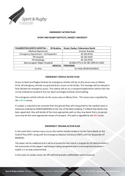 EMERGENCY ACTION PLAN SPORT AND RUGBY INSTITUTE