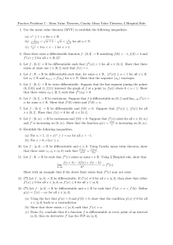 Practice Problems 7 : Mean Value Theorem, Cauchy Mean