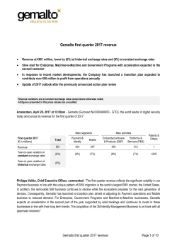 Gemalto first quarter 2017 revenue