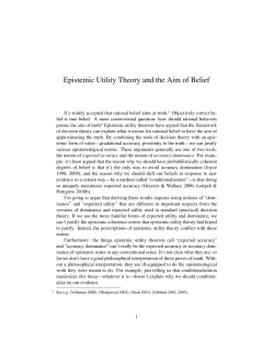 Epistemic Utility Theory and the Aim of Belief