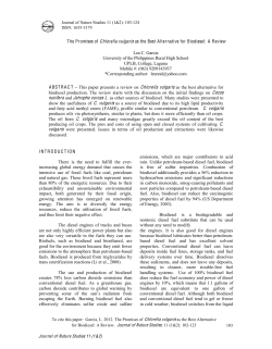 The Promises of Chlorella vulgaris as the Best Alternative for Biodiesel
