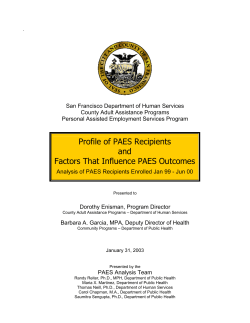 Profile of PAES Recipients and Factors That Influence PAES