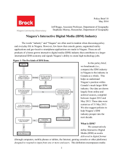 Niagara`s Interactive Digital Media (IDM) Industry