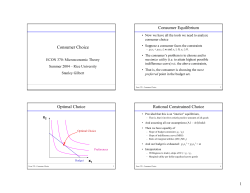 Consumer Choice Consumer Equilibrium Optimal