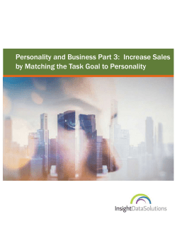 Increase Sales by Matching the Task Goal to Personality