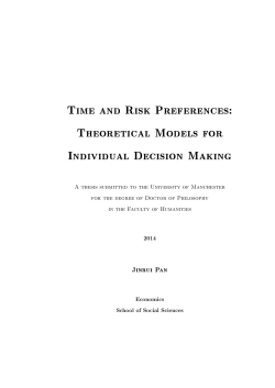 Time and Risk Preferences: Theoretical Models for Individual