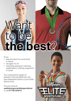 If you: &bull; play any sport to county level or above &bull; are aged 10