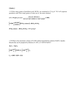 Chapter 1 1-19 How many grams of perchloric acid, HClO4, are