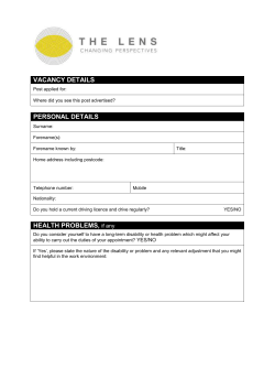 Application for Employment form - The Lens