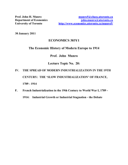 OF FRANCE, 1789 - 1914 F. French Industrialization in the 19th