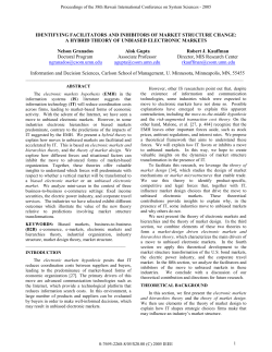 IDENTIFYING FACILITATORS AND INHIBITORS OF MARKET