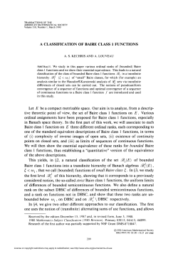 A CLASSIFICATION OF BAIRE CLASS 1 FUNCTIONS Let E be a