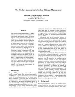 The Markov Assumption in Spoken Dialogue Management